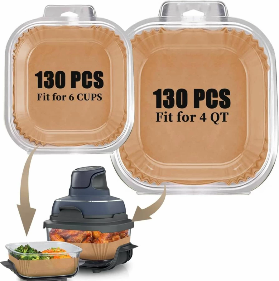 260Pcs SIUDANGKA Air Fryer Liners Disposable Parchment Paper Sheets, Compatible with Ninja Foodi Crispi & Glass Portable Cooking System, Non-Stick Air Fryer Accessories