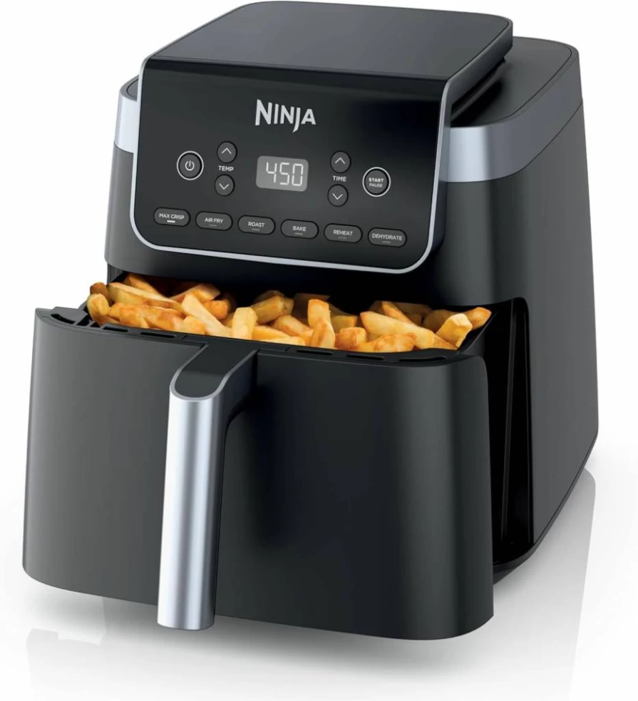 Amazon Renewed Ninja AF140 Air Fryer 5 Qt, 3-in-1 Air Fryer with Air Crisp Technology, 400°F Max Temp, Nonstick Basket & Crisper Plate, Black (Renewed)