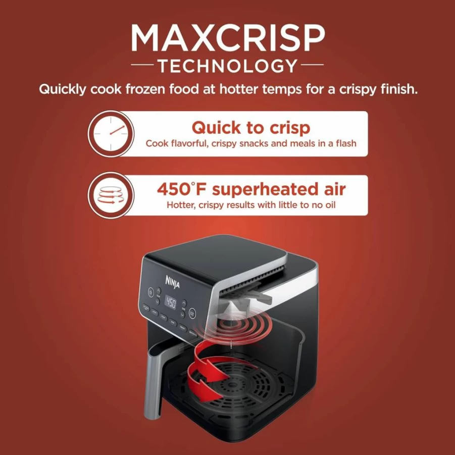 Amazon Renewed Ninja AF140 Air Fryer 5 Qt, 3-in-1 Air Fryer with Air Crisp Technology, 400°F Max Temp, Nonstick Basket & Crisper Plate, Black (Renewed)