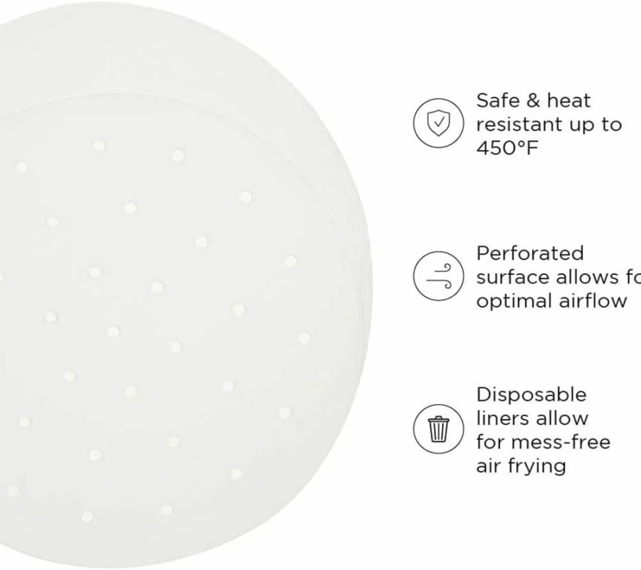 Chefman 100-Pack 5.5" Round Air Fryer Liners, Heat-Resistant Parchment Paper for Air Fryer Baskets, Disposable & Non-Stick