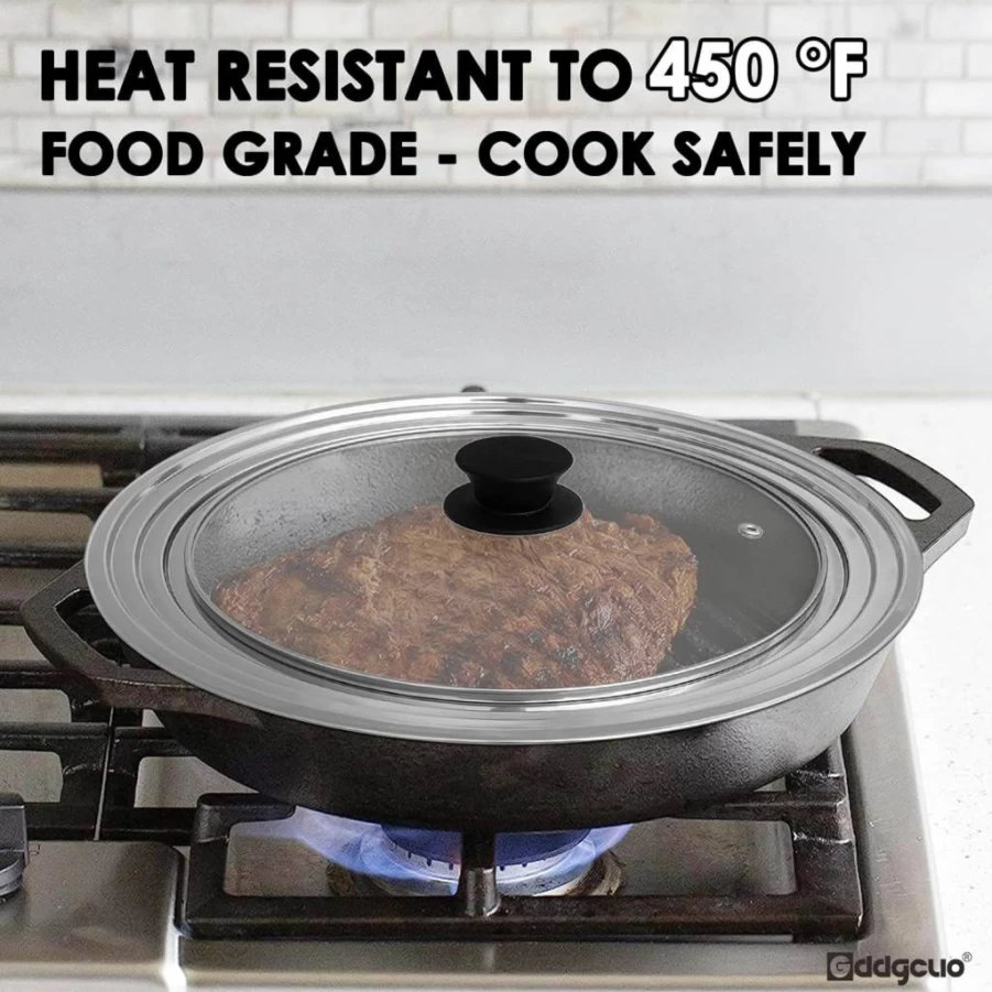 GDDGCUO Universal Stainless Steel Pot Lid - 11", 12", 13" Frying Pan Cover, Heat Resistant & Dishwasher Safe Cookware Replacement Lid