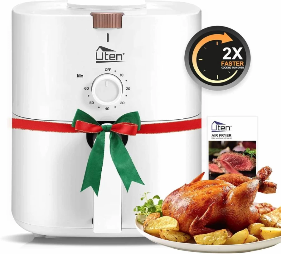 Uten 5.8QT Air Fryer 1700W with Adjustable Temperature & Timer, Non-Stick Dishwasher-Safe Basket, Perfect for Parties & Snacks, Black