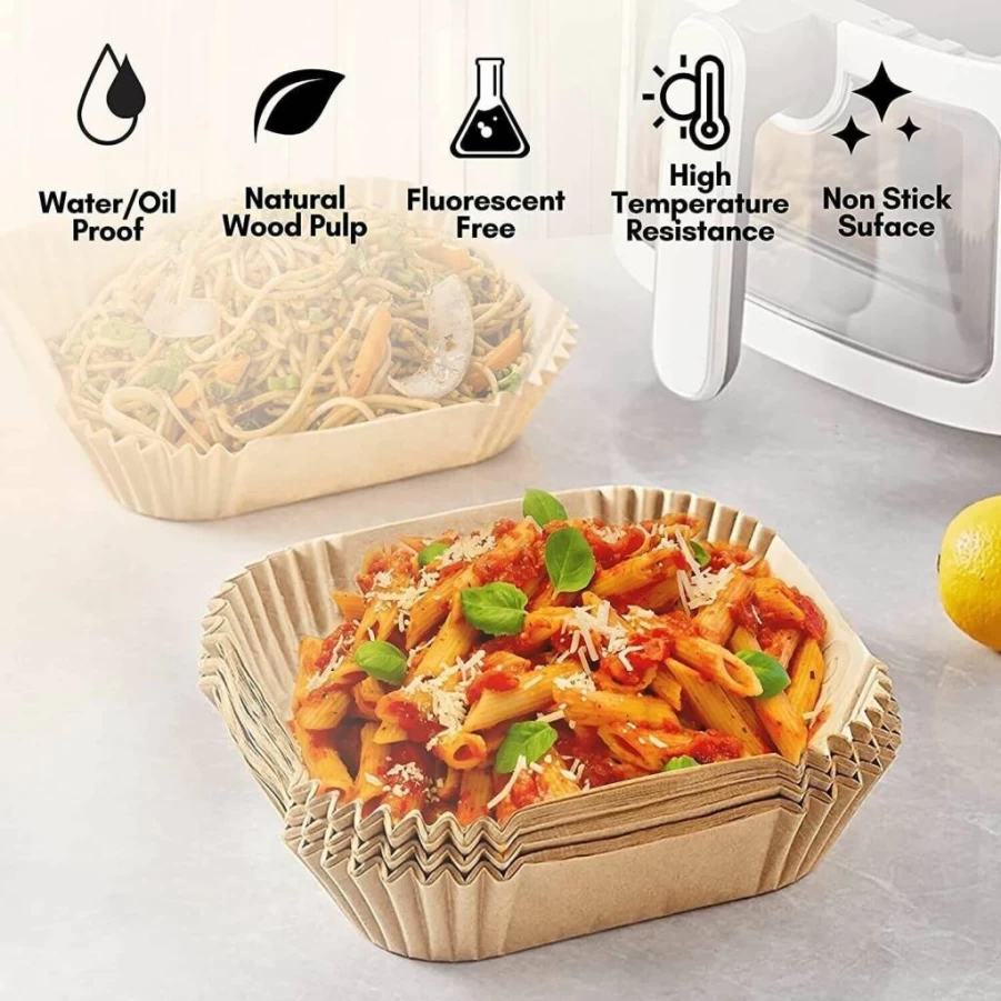 ANYIDEA 8 Inch Air Fryer Liners - 150 Pcs Nonstick Parchment Paper Sheets for 5-8Qt Air Fryer, Microwave Safe, Bleach-Free, Square Disposable Liners for Frying, Baking, Roasting