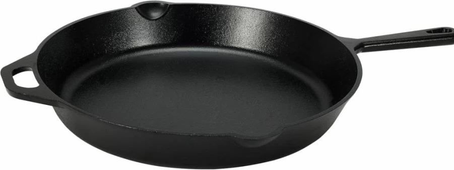 Amazon Basics 15-Inch Pre-Seasoned Cast Iron Skillet - Heavy Duty, Oven Safe, Even Heat Distribution, Large Frying Pan for Stovetop & Baking, Black