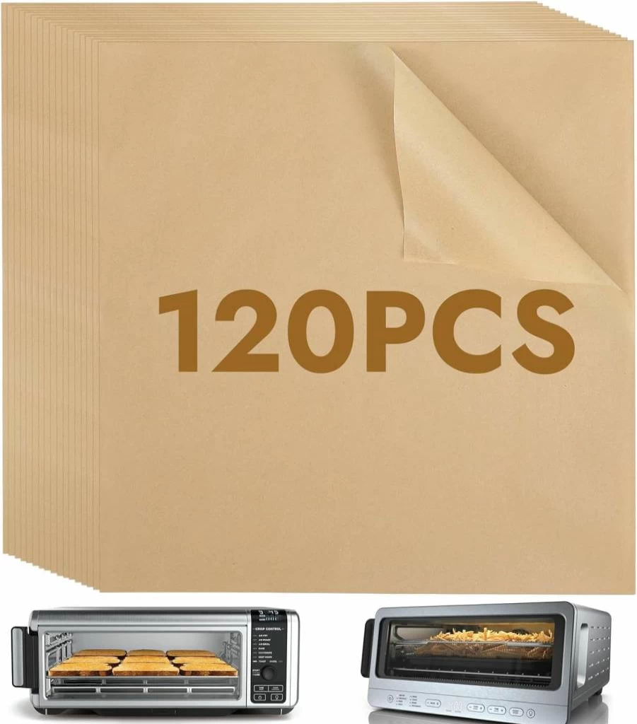 BYKITCHEN 120PCS Air Fryer Parchment Paper Liners, Disposable Non-Stick Baking Sheets for Ninja Foodi Air Fryer SP151 SP201 SP301 SP351, Toaster Oven Accessories, 12 Inch Round Fit