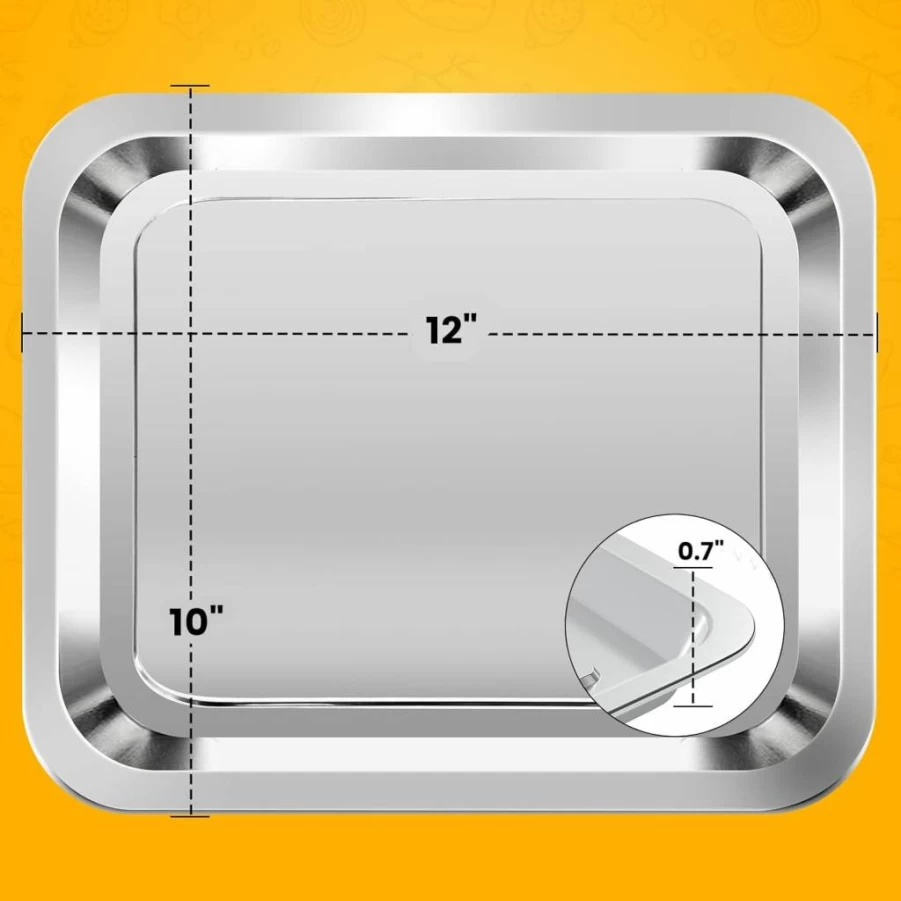GCQ 12-Inch Stainless Steel Air Fryer Tray Replacement for Emeril Lagasse 360, Drip Pan Bake Pan Compatible with 10-12 Inch Models, Dishwasher Safe Accessories