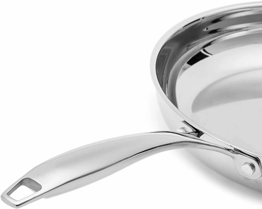 Amazon Basics 2-Piece Stainless Steel Frying Pan Set - 8 & 10 Inch, Induction Compatible, Oven Safe, Riveted Handles, Silver