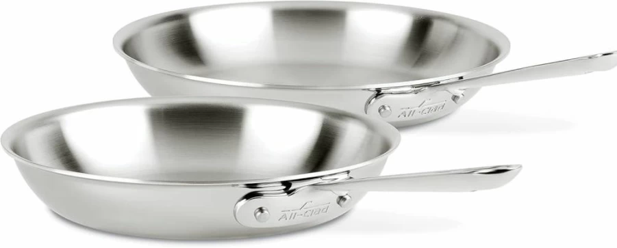 All-Clad D3 Stainless Steel 2-Piece Fry Pan Set (10 & 12 Inch) - Induction, Oven & Broiler Safe to 600°F - Professional Cookware for Kitchen Cooking