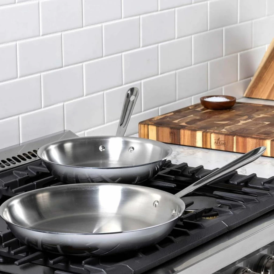 All-Clad D3 Stainless Steel 2-Piece Fry Pan Set (10 & 12 Inch) - Induction, Oven & Broiler Safe to 600°F - Professional Cookware for Kitchen Cooking