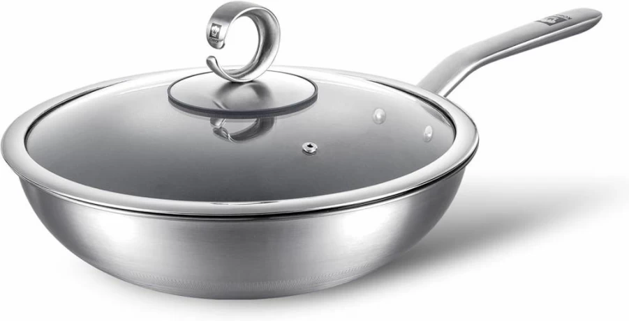 13 Inch Titanium Wok Pan with Lid by KOBACH - Nonstick, Induction Compatible, Oven & Dishwasher Safe, PFOA-Free, Durable Titanium Cookware for All Stovetops - Stir Fry Pan, Frying Pan & Pot