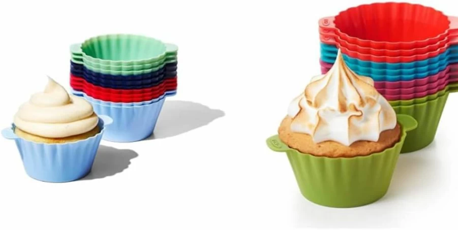 OXO Good Grips 12-Pack Reusable Silicone Baking Cups - BPA-Free, Dishwasher Safe, Non-Stick Muffin & Cupcake Liners, Food Grade