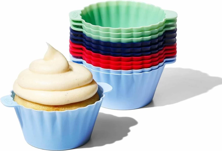 OXO Good Grips 12-Pack Reusable Silicone Baking Cups - BPA-Free, Dishwasher Safe, Non-Stick Muffin & Cupcake Liners, Food Grade