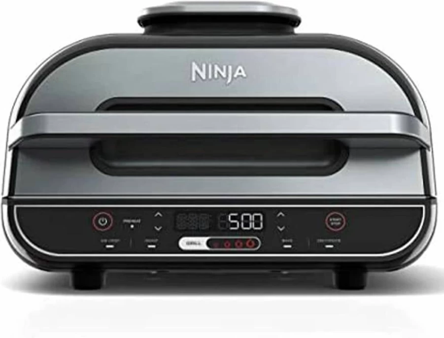 Ninja Foodi 5-in-1 Indoor Grill and Air Fryer with Surround Searing, Removable Grill Plate, Crisper Basket, and Smoke Control System