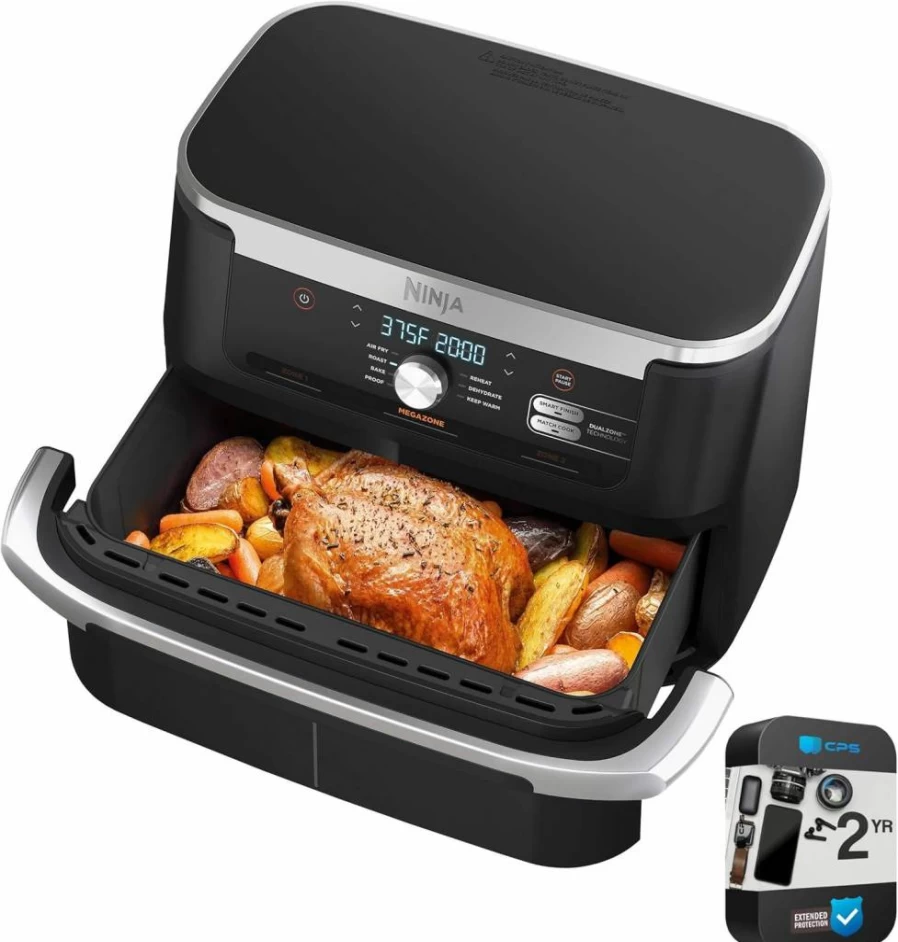 Amazon Renewed Ninja Foodi 7-in-1 11-Quart XL Air Fryer with FlexBasket & Divider, Air Fry, Roast, Grey (Certified Refurbished)