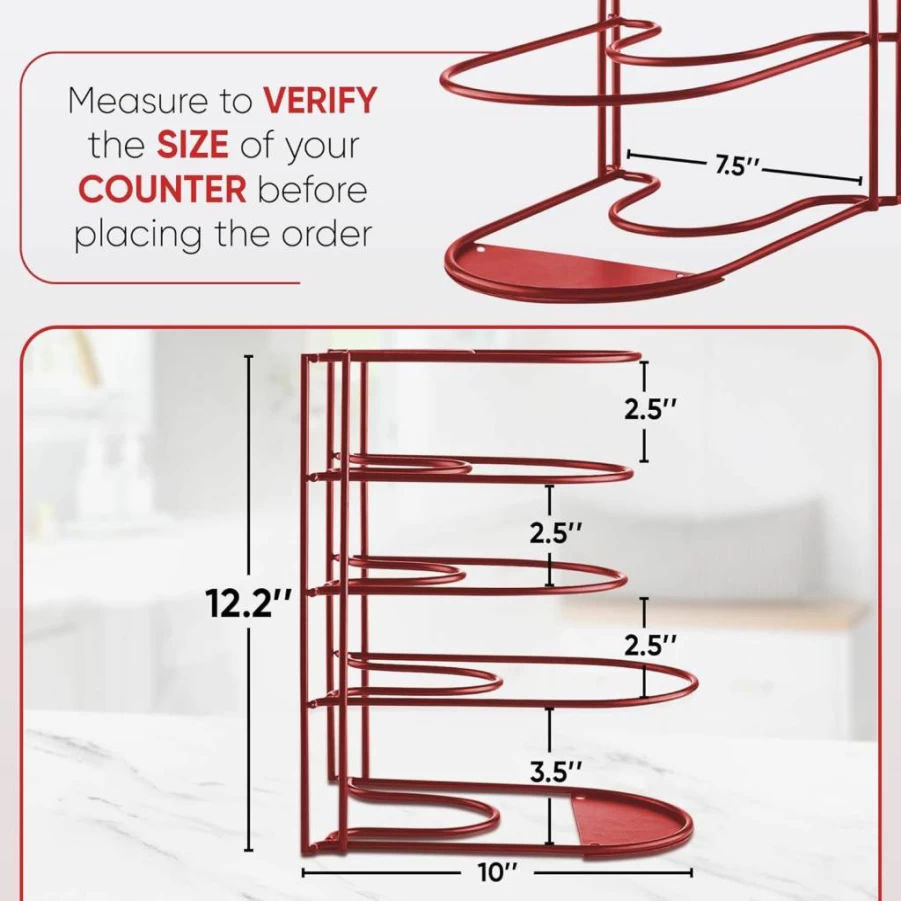 Extreme Matters 5-Tier Heavy-Duty Kitchen Organizer Rack for Pots, Pans, Lids – Free-Standing or Wall-Mount Storage for Cast Iron Skillets, Cookware – Black