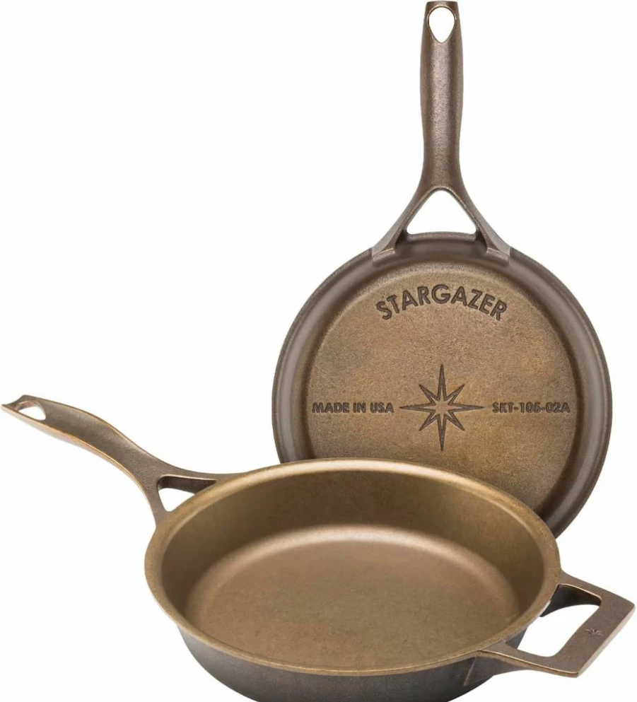 Stargazer Cast Iron Skillet 12-Inch | USA Made Pre-Seasoned Frying Pan for Grilling, Searing, Baking | Durable Smooth Surface Cookware
