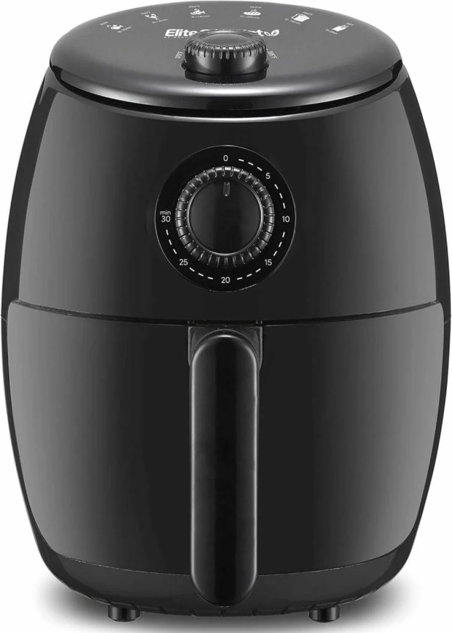 Elite Gourmet 11Qt Dual Zone Air Fryer Oven with Sync Finish, 10 Presets, Dishwasher Safe Basket, 1600W, Recipe Booklet, Black (EAF1055D)
