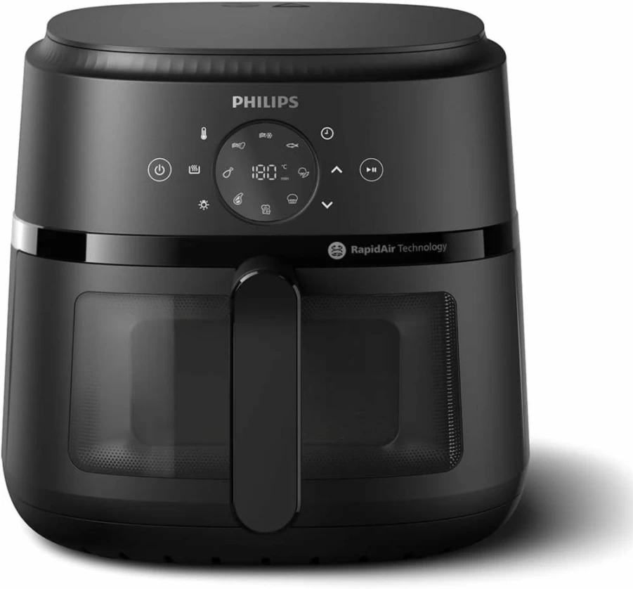 PHILIPS Air Fryer 6.6 Quart Black Na230/00 with 13-in-1 Functions, Compact Design & Cooking Window