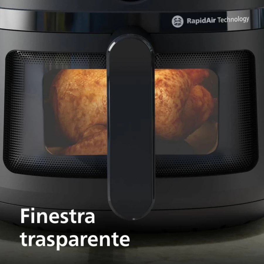 PHILIPS Air Fryer 6.6 Quart Black Na230/00 with 13-in-1 Functions, Compact Design & Cooking Window