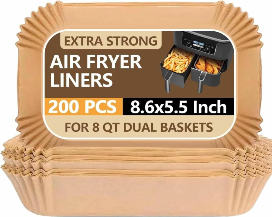 UBeesize 200-Pack 9-Inch Square Air Fryer Parchment Liners, Unbleached Non-Stick Baking Sheets for Air Fryers & Microwave, 8-Inch Base, Disposable & Eco-Friendly