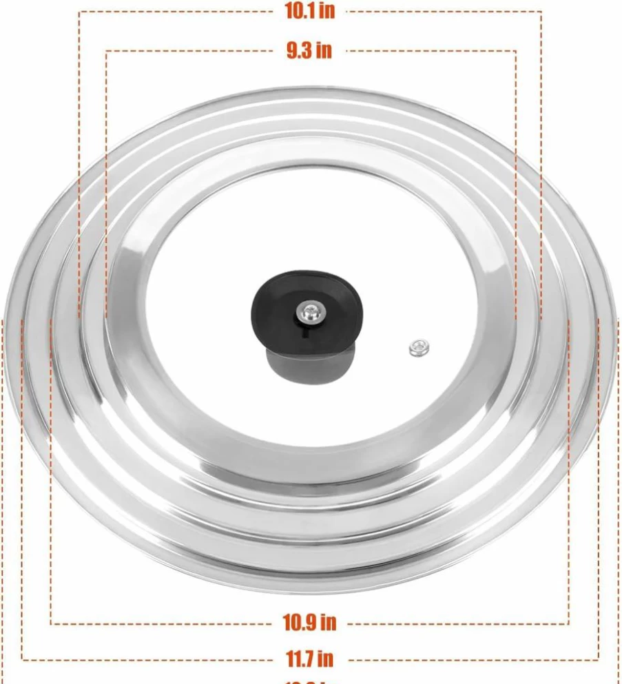 Komokeru Universal Stainless Steel Pot & Pan Lid - Heat Resistant Knob, Fits 6 to 8 Inch Cookware, Replacement Cover for Skillets & Frying Pans