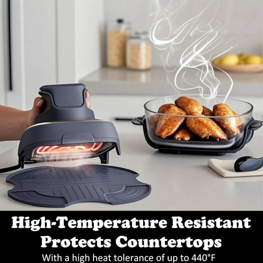 LNORUCH Silicone Trivet Hot Pads for Ninja Crispi Air Fryer - Heat-Resistant, Non-Slip Countertop Protector for Ninja FN101 Series (FN101GY, FN101SG, FN101ST)