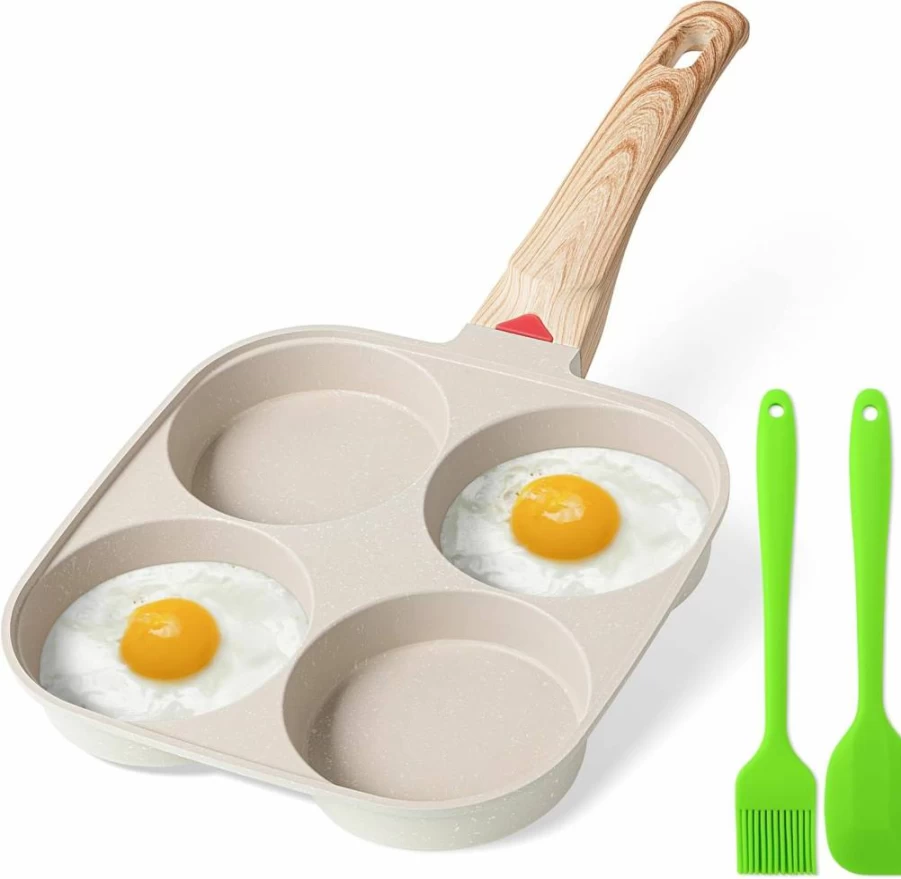 MyLifeUNIT Nonstick 4-Cup Egg Frying Pan for Breakfast, Pancakes, Burgers & Sandwiches – Works on Gas & Induction Stoves