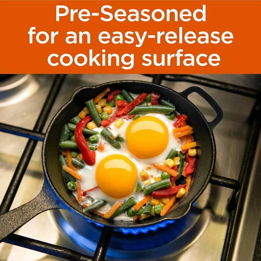 Commercial CHEF 6.5 Inch Cast Iron Skillet – Pre-Seasoned, Heavy Duty Black Iron Pan for Oven, Stovetop & Grill