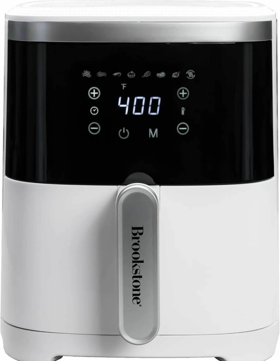 Brookstone 4.5 Qt Air Fryer with LED Display, 8 Presets, Adjustable Temperature, 1300W for Oil-Free Baking, Roasting & Frying, Healthy Crispy Meals, Black