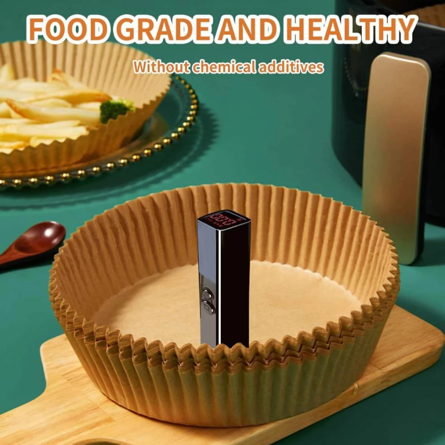GOFFUGT Air Fryer Parchment Paper Liners 8.6x5.5 Inch, 100-Pack Disposable Non-Stick Baking Sheets for Ninja 2-Basket Models DZ201, DZ401, FG551
