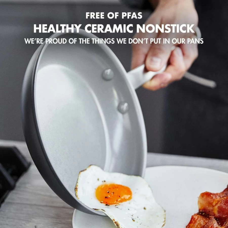 GreenPan Chatham Hard Anodized Nonstick Ceramic Frying Pan Set - 8" & 10" Skillets, PFAS-Free, Oven & Dishwasher Safe, Gray Cookware