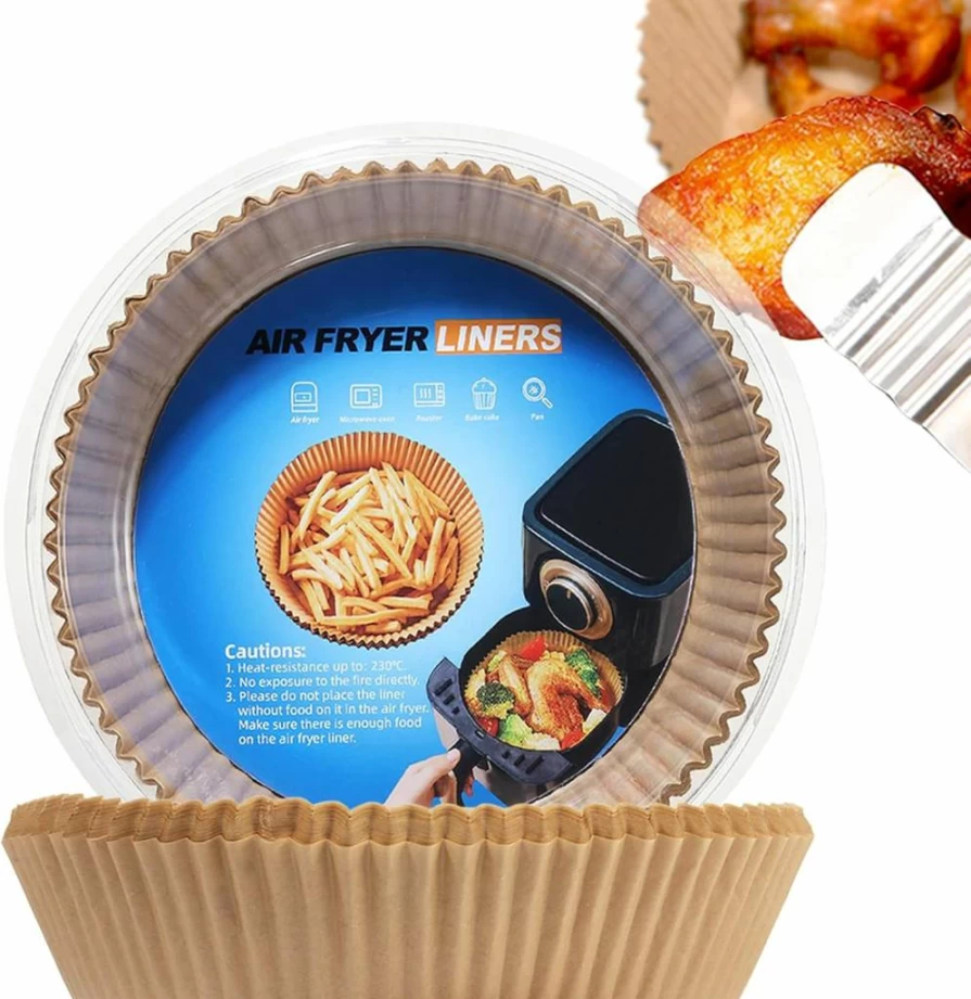 Foopama 100Pcs Round Air Fryer Parchment Paper Liners, 6.5 Inch Non-Stick Microwave Safe Baking Sheets for 3-5Qt Air Fryers, Oil-Proof & Heat Resistant Disposable Basket Liners