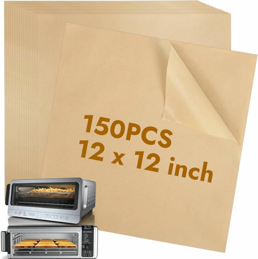 YQL 150Pcs Unbleached Parchment Paper Liners for Ninja Air Fryer SP151/SP101/SP201/SP301 & Foodi Toaster Oven, 12-Inch Disposable Non-Stick Air Fryer Accessories