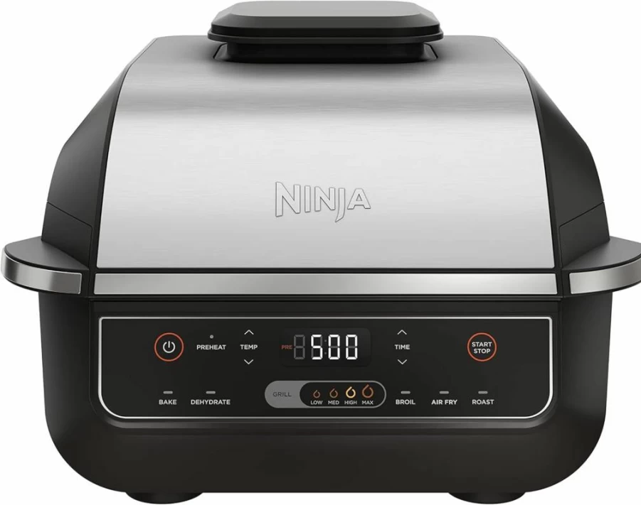 Ninja Foodi EG201 6-in-1 Indoor Grill and Air Fryer with Roast, Bake, Broil & Dehydrate, 2nd Gen - Black/Silver (Renewed)