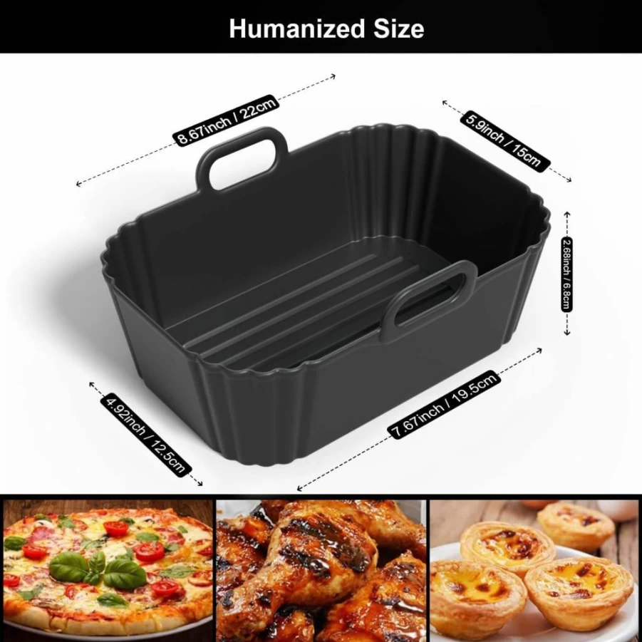 PINTAUR 2-Pack Reusable Silicone Air Fryer Liners for Ninja AF300UK/AF400UK & Tower T17088 - 7.87 Inch Non-Stick Basket Accessories