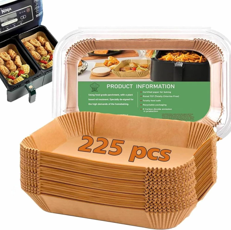 Mutvle Air Fryer Liners 100Pcs, Disposable Parchment Paper for Bella 4Qt Slim, Ninja Foodi 2-Basket, Instant Pot Vortex Plus, Powerxl Vortex, Compatible with Most Air Fryers