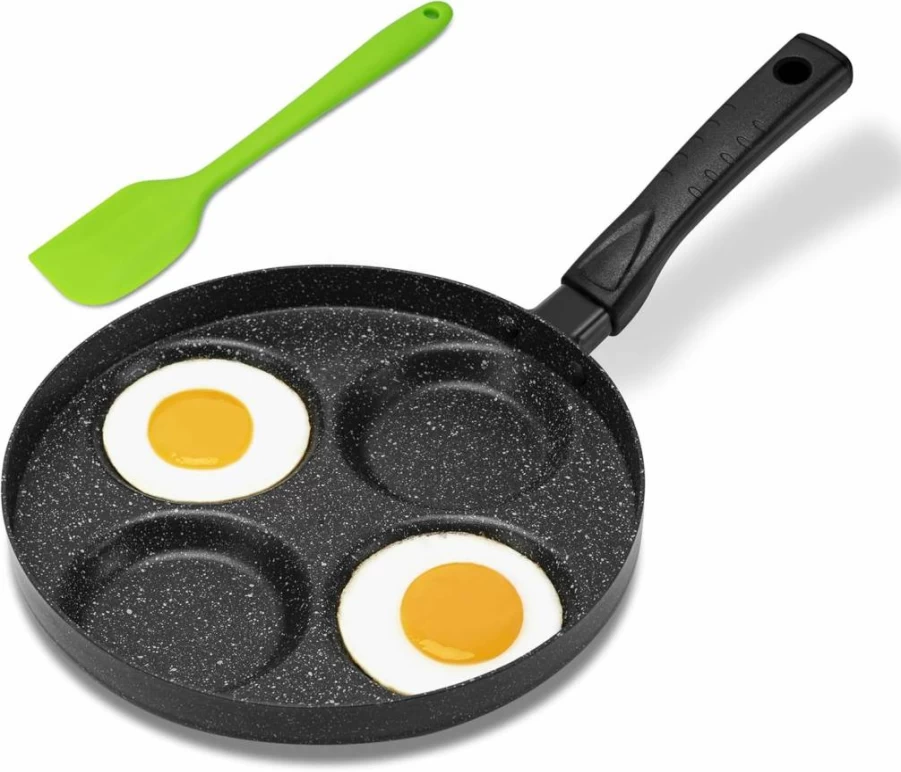 MyLifeUNIT 4-Cup Nonstick Aluminum Egg Cooker Pan for Perfect Poached & Fried Eggs