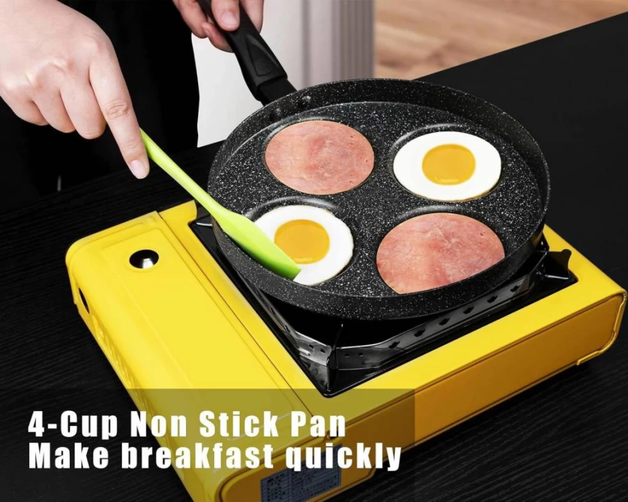 MyLifeUNIT 4-Cup Nonstick Aluminum Egg Cooker Pan for Perfect Poached & Fried Eggs