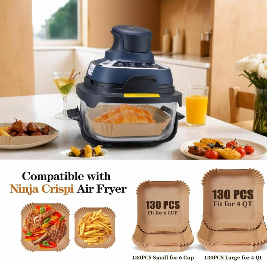 SIUDANGKA 260 Pcs Disposable Air Fryer Liners, Non-Stick Parchment Paper for Ninja Crispi FN101 4 Qt & 6 Cup, Compatible with Air Fryer Accessories