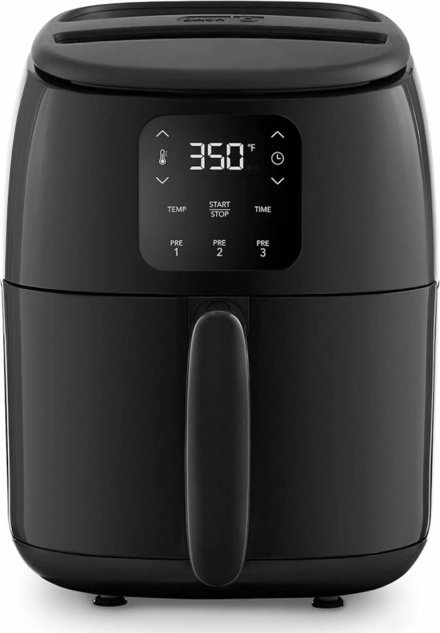 DASH 2.6 Qt Compact Air Fryer Oven - 1000W Digital Electric Fryer with Auto Shut Off, Healthy Cooking for Small Spaces, Black (Tasti-Crisp Series)