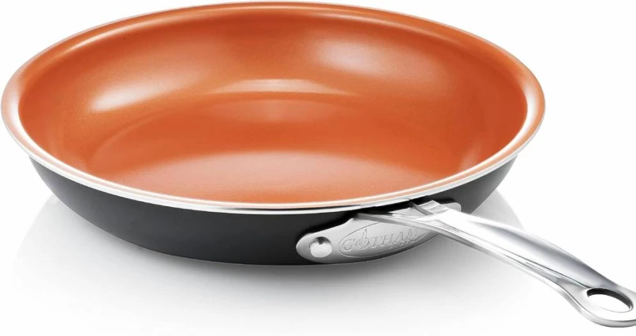 GOTHAM STEEL 9.5 Inch Nonstick Ceramic Frying Pan - Oven & Dishwasher Safe, Healthy Non-Toxic Skillet, Copper Coating
