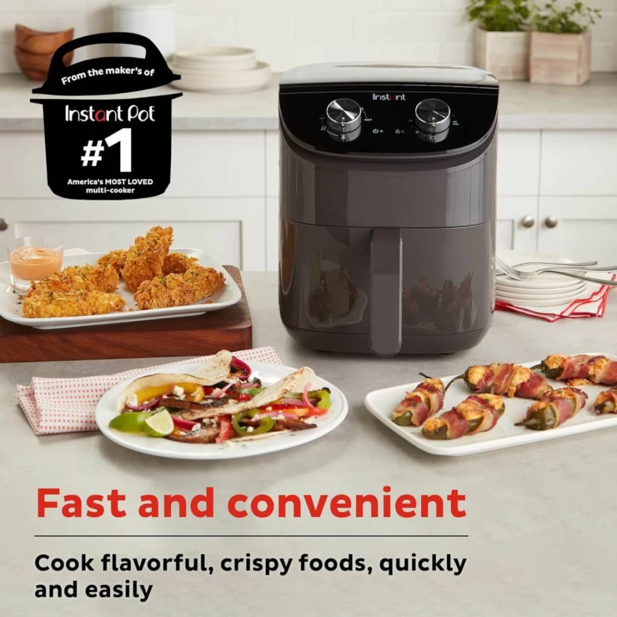 Instant Pot 4Qt Air Fryer with EvenCrisp Technology - Quick Meals, Adjustable Time & Temperature, 100+ In-App Recipes, Black