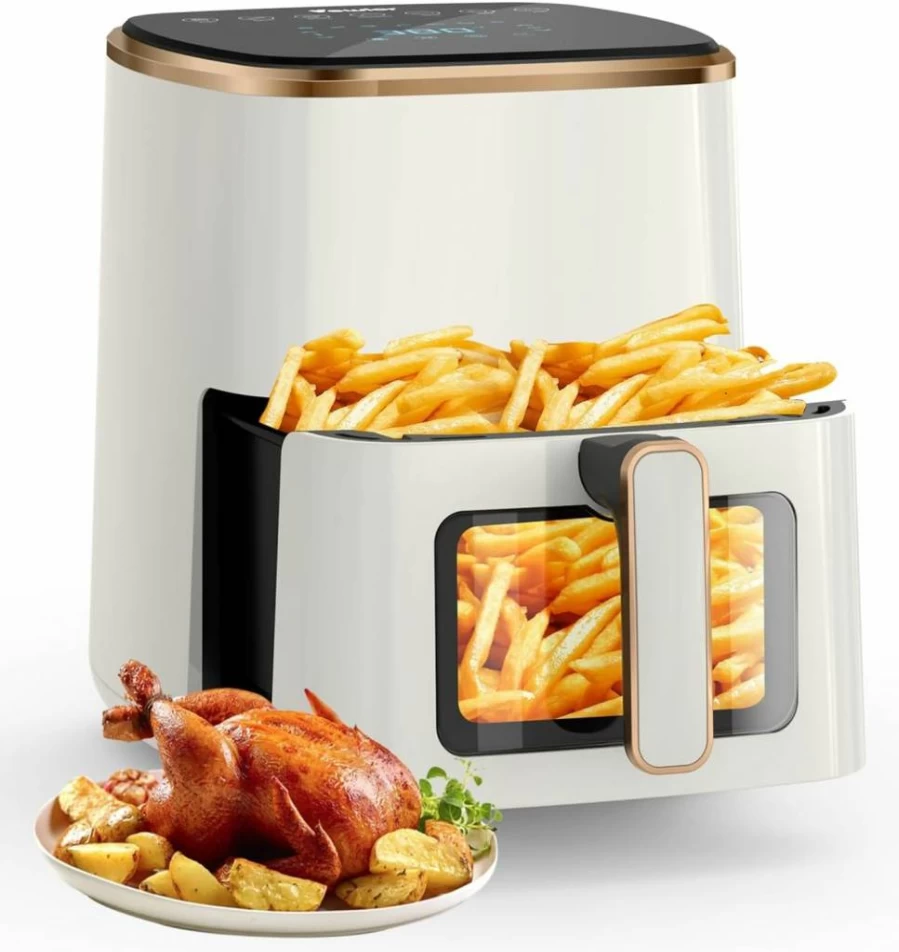 VEWIOR 5.3Qt Air Fryer with Viewing Window, 7 Presets, Digital Touchscreen, Non-Stick Dishwasher-Safe Basket, Large Airfryer Oven
