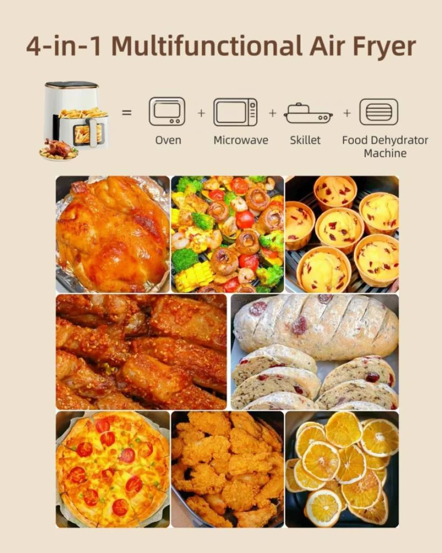 VEWIOR 5.3Qt Air Fryer with Viewing Window, 7 Presets, Digital Touchscreen, Non-Stick Dishwasher-Safe Basket, Large Airfryer Oven