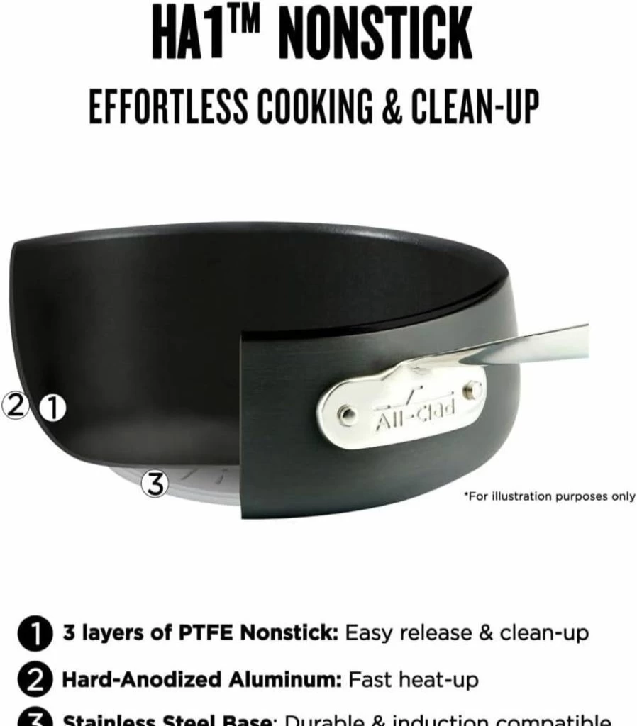 All-Clad HA1 Hard Anodized Nonstick 12-Inch Deep Fry Pan with Lid - Induction, Oven & Broiler Safe to 500°F, Kitchen Cookware Skillet, Black