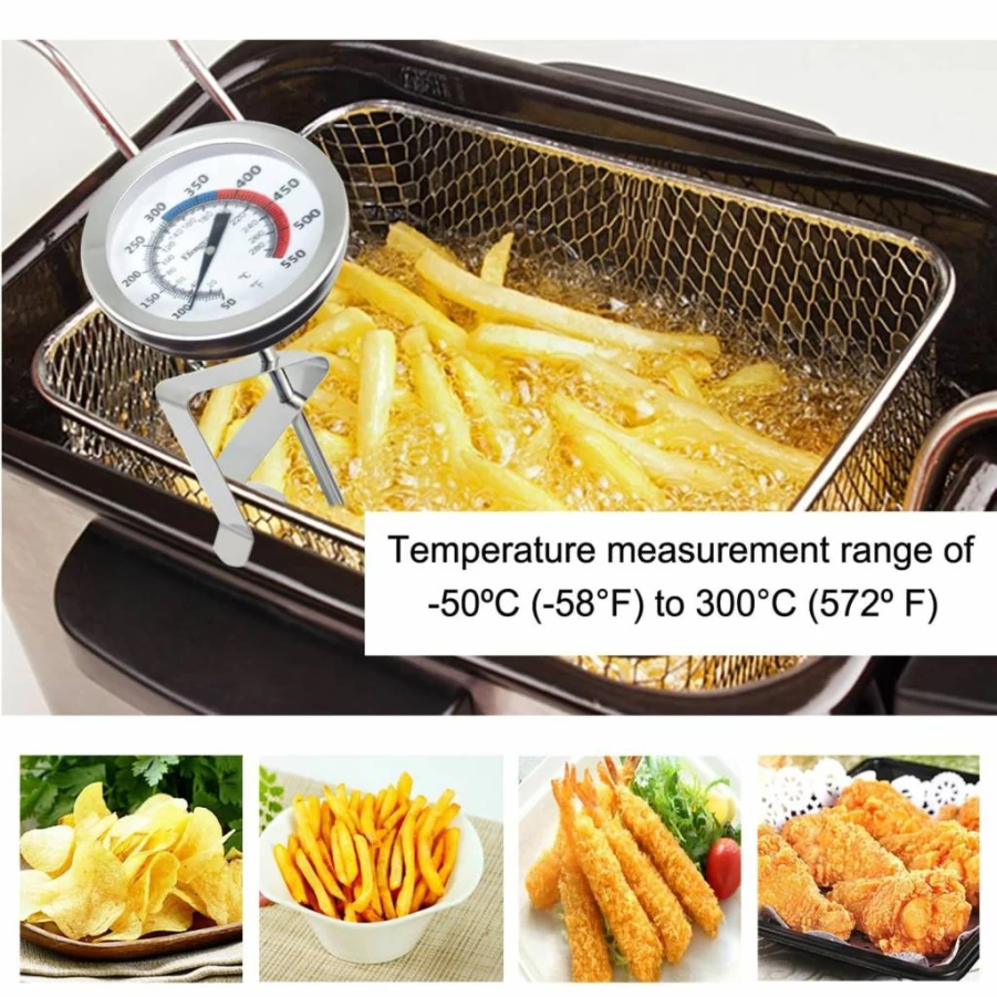 Efengcook 2 Pack Deep Fry Thermometer with 12-Inch Probe & Pot Clip – Candy, Oil, Meat Cooking Thermometer for Frying, Roasting, and Grilling