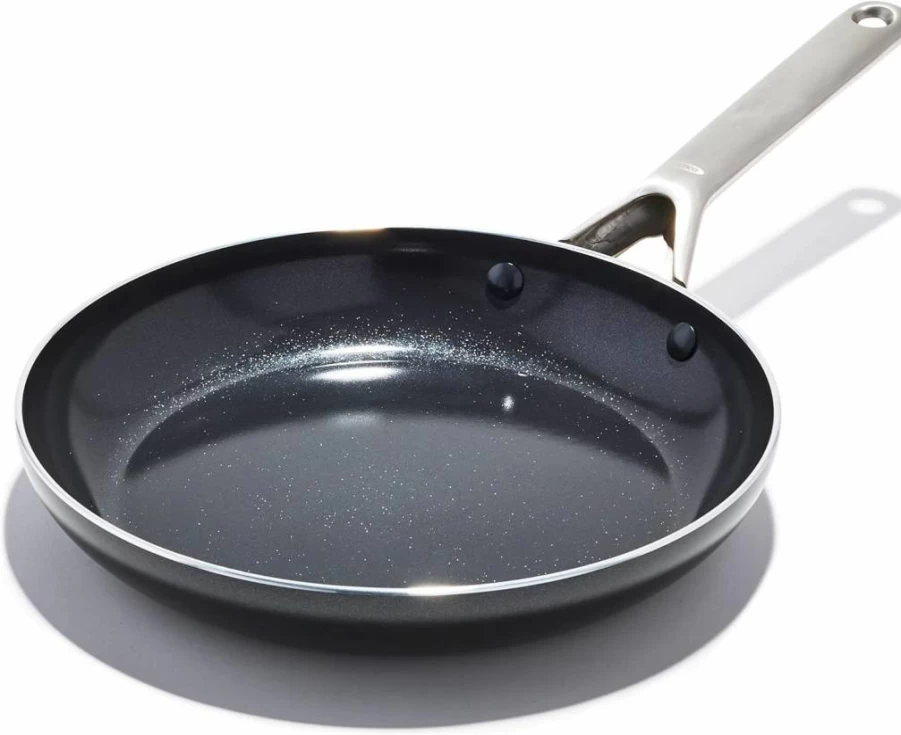 OXO Good Grips 12-Inch Nonstick Fry Pan with Stainless Steel Handle & Silicone Grip, 3-Layer German Coating, Black Skillet