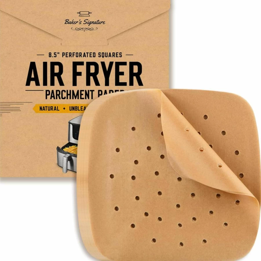 Baker's Signature 220Pcs Unbleached Bamboo Steamer Liners – Round Parchment Paper for Air Fryer & Steamer, Non-Toxic, Burn-Resistant, Easy Cleanup