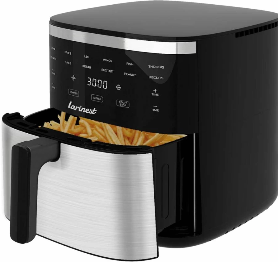 Larinest 7.4-Quart Air Fryer with Crisping Technology, Non-Stick Stainless Steel Basket for Roasting, Dehydrating & Reheating
