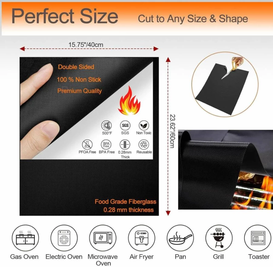 Demiwise Non Stick Oven Liners for Bottom of Electric Oven - 16x24 Inch Heavy Duty Teflon Oven Mats, BPA & PFOA Free, Reusable (5 Pack)